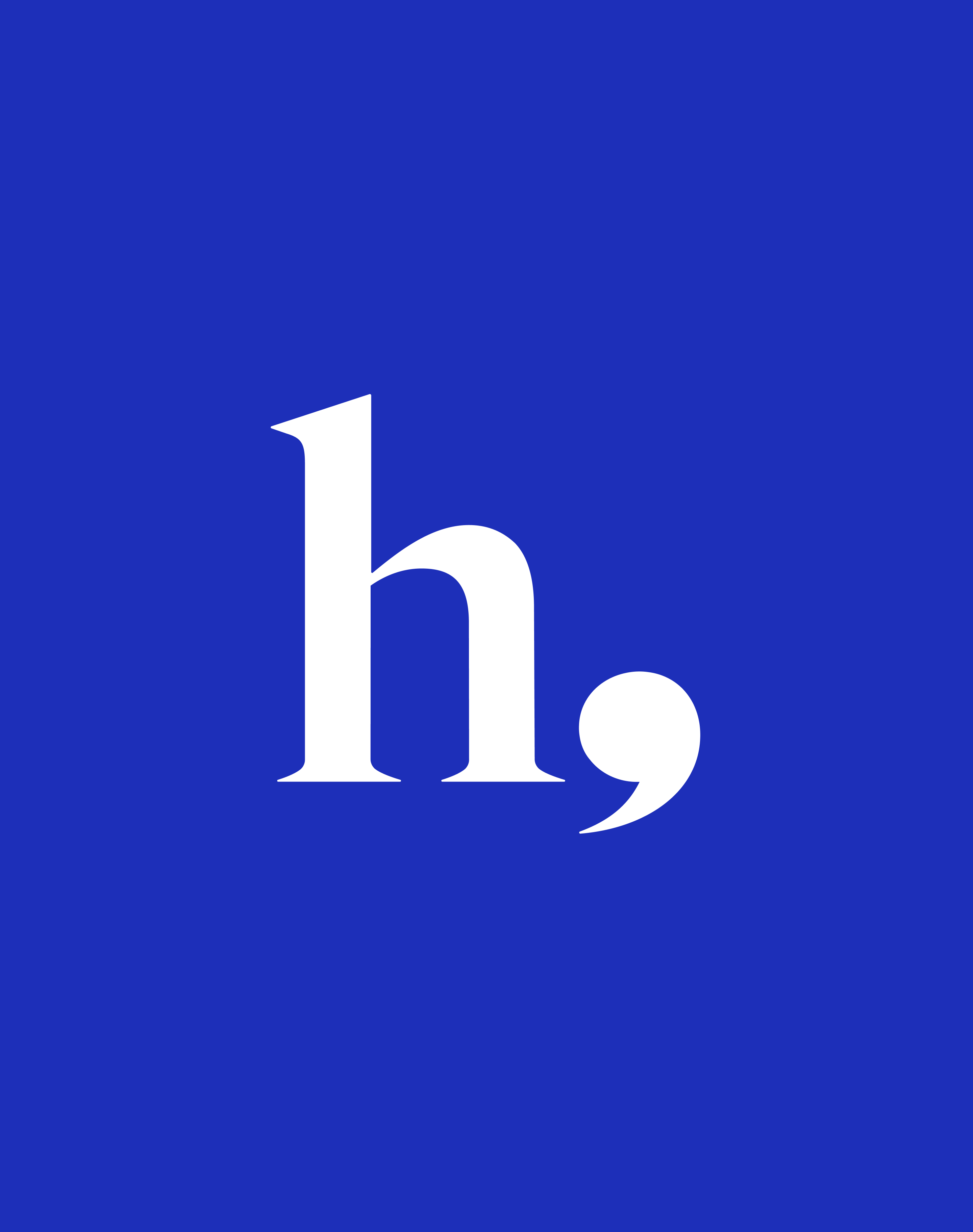 hnine's logo on blue background